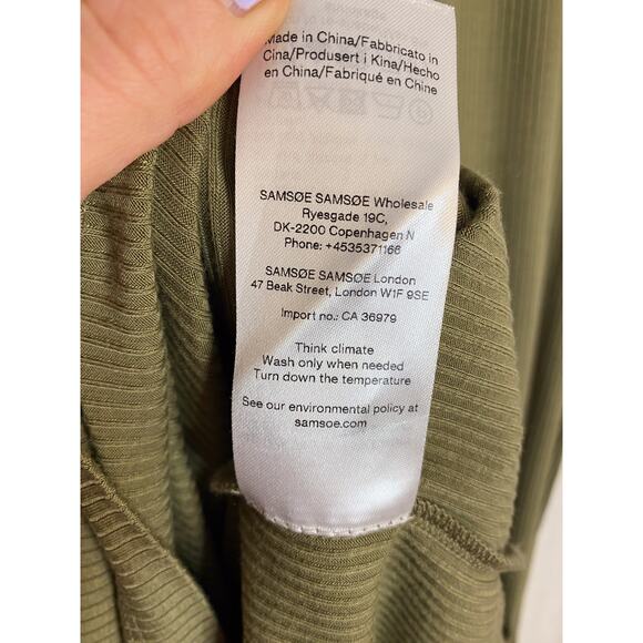 SAMSOE SAMSOE Patty Moss Green Long Sleeve Ribbed Maxi Dress US SMALL - Picture 9 of 11
